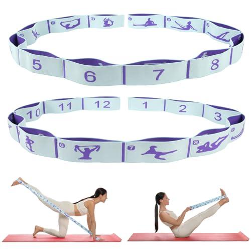 Elastic Yoga Stretching Strap with Loops,CEILIWEN Stretch Straps For Physical Therapy,Pilates Stretch Band, Elastic Exercise Bands,Leg Stretching Strap, Stretch Resistance Bands For Exercise(12 LOOPS)