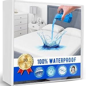 Twin Mattress Protector Waterproof Deep Pocket Fitted Mattress Cover