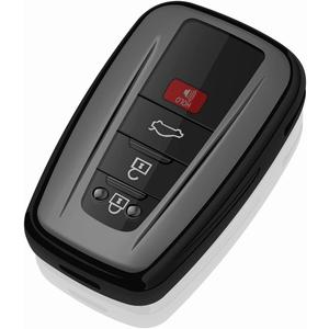 Tukellen for Toyota Key Fob Cover Special Soft TPU Key Shell Case Protector Compatible with2019-2026 Rav4 2020-2022 Highlander Corolla Prius 2018-2024 Camry Avalon C-HR GT86 4Runner-Black