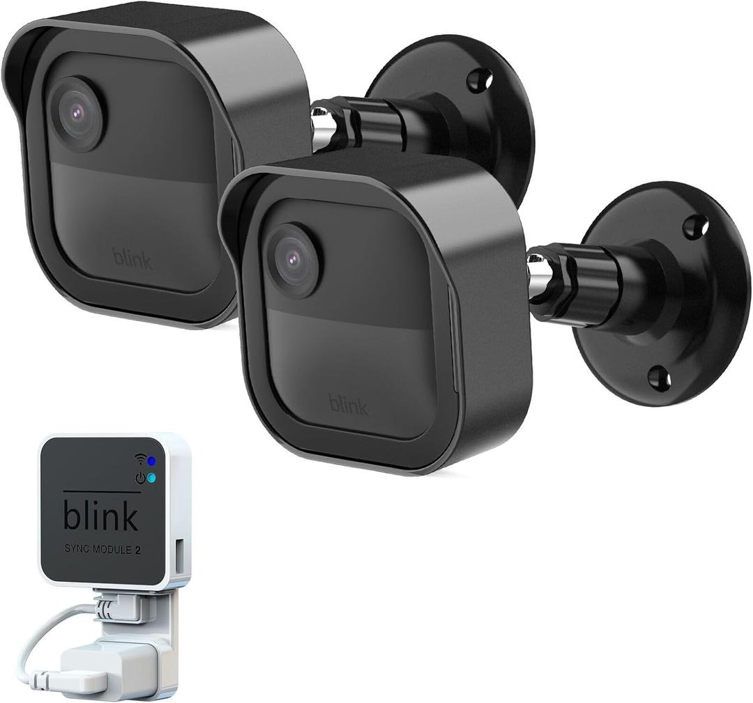 Blink Outdoor 4th Gen Camera Mount, 2Pack Weatherproof Housing and 360 Degrees Adjustable Bracket with Sync Module Mount for Blink Outdoor Camera System (Black, Cameras not Included)
