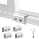 Window Locks for Up and Down Windows 4 Pack Window Stopper Sliding Window Lock for Vertical Horizontal Sliding Windows Doors with Key Aluminum Window Security Locks Child Proof(Silver Medium)