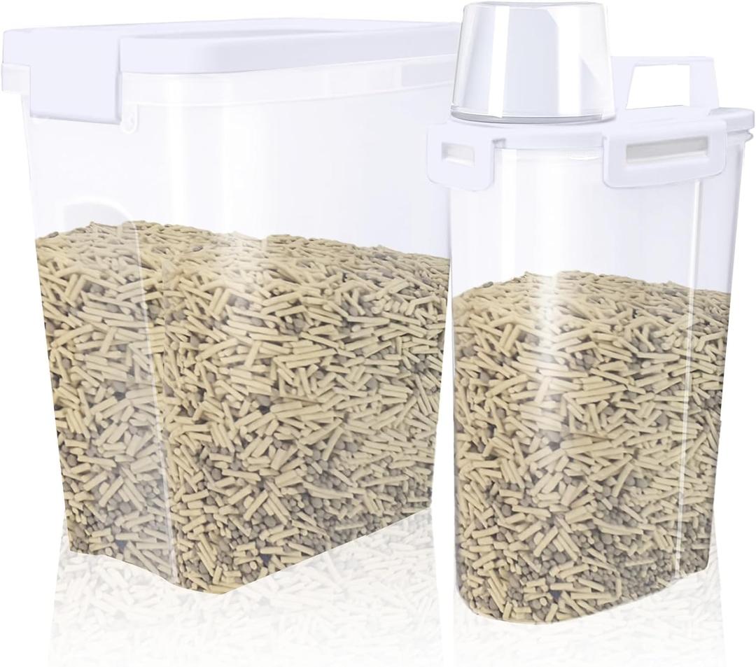 2 Pcs Cat Litter Storage Container with Airtight Lid Cat Litter Storage Bin with Spout Sealable Heavy Duty 