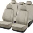 Road Comforts Full Set Car Seat Covers Front Rear Seat Cover Low Back, Flax Seat Protector, Airbag Compatible, Universal Fits for Most Cars, Truck, SUV, Vans Beige