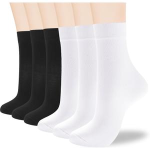 ATBITER Women's Thin Cotton Crew Socks - Soft Above Ankle Bootie Casual Dress Socks 6-Pairs (9-11)