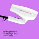 Conair Double Ceramic Travel Dryer with Concentrator & Folding Handle, 1875W Travel Blow Dryer with Smart Voltage Technology, Ionic Conditioning Fights Frizz, 3 Heat & 2 Speed Settings, White