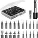 Nuovoware Damaged Screw Extractor Set, 22 PCS Easy Out Stripped Screw Extractor Kit, All-purpose HSS Broken Screw Remover Set with Magnetic Extension Bit Holder & Socket Adapter