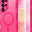 CAPRARO for Samsung Galaxy S25 Ultra Case for Women Girls, Upgraded [Full Camera Protection] [Compatible with MagSafe] Cute Wave Translucent Matte Phone Case for Samsung S25 Ultra, Hot Pink