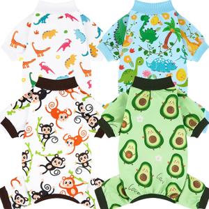 XPUDAC 4 Pack Dog Pajamas Soft Strechy Summer Doggie Clothes for  Dogs Boy Girl Dog Onesie Puppy Pjs Cat Apparel, Medium