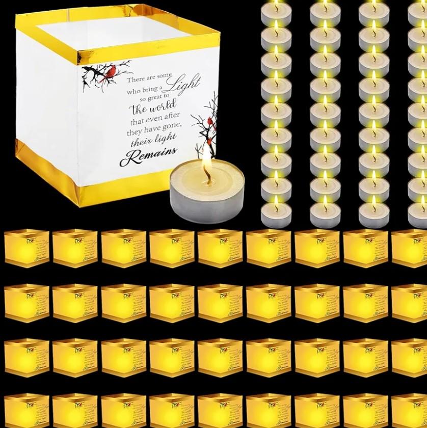 Tujoe 36 Set Chinese Floating Square Paper Lanterns for Wishing Praying Blessing 5. 9 Inch Floating Water Candle Chinese River Paper Lanterns for Wedding Festival Event Party Memorial Sympathy Gifts