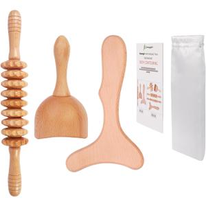 Komogir 3-in-1 Wood Therapy Massage Tools Lymphatic Drainage Massager Wooden Massager for Maderoterapia,Anti-Cellulite, Body Sculpting & Contouring