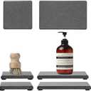4PCS Water Absorbing Sponge Holder Diatomite Stone Sink Tray Mat, Quick Drying Kitchen & Bathroom Counter Tray Vanity Caddy, Diatomaceous Earth Dish Soap Dispenser Organizer, Dark Gray