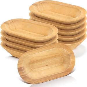 Nuogo 10 Pack Wooden Dough Bowls Bulk Rustic Dough Bowls for Wedding DIY Home Crafts Making Farmhouse Fruits Supplies Decoration(8.5 Inches,Khaki)