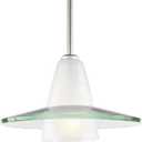 Progress Lighting Modern Pendant 1-Light Clear and Etched Glass Mini-Pendant Light Brushed Nickel, 12 in x 7-5/8 in