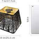 Medium Square Lamp Shades, ALUCSET Metal Lampshade with Pattern of Trees for Table Lamp and Floor Light, 7 x 10 x 7.5 Inch, Pattern of Trees (Black/Gold)