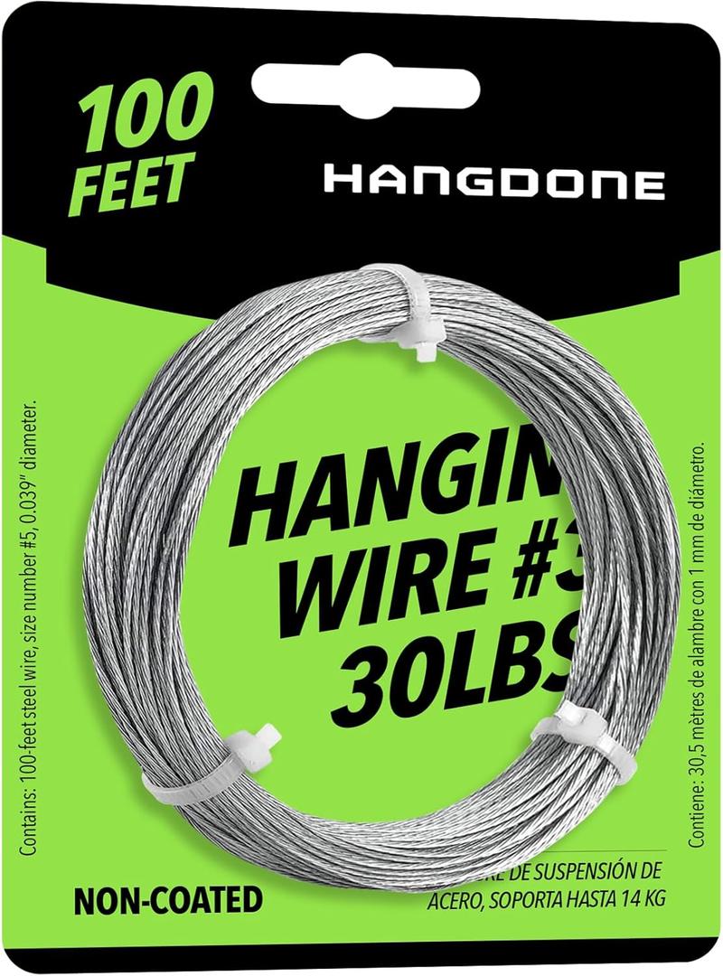 Picture Hanging Wire #3  30lbs Capacity  100ft  18 Gauge Non-Coated Steel | Flexible & Strong | for Frames, Mirrors & Wall Dcor