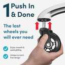 Lifelong Office Chair Wheels Replacement Rubber Chair Casters for Hardwood Floors and Carpet, Set of 5, Stem Casters, Heavy Duty Office Desk Casters for Chairs to Replace Office Chair Mats - (Black)