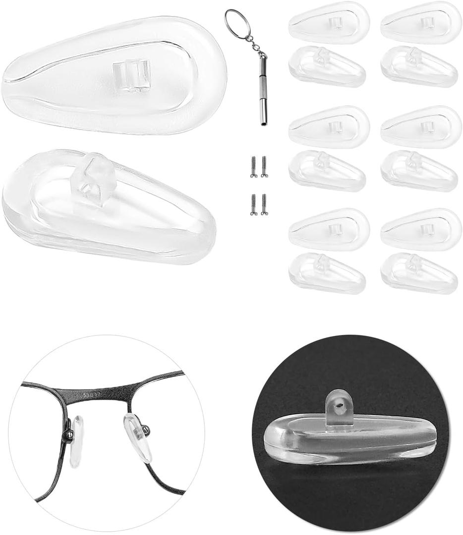 6 Pairs Replacement Nose Pads for Oakley Eyeglasses/Sunglasses, Anti-Slip Clear Silicone Nose Pieces Guards Come with Screws and Screwdrivers (Screw in Glasses Nose Pads)