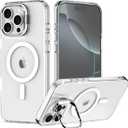 Nvollnoe for iPhone 16 Pro Max Case Compatible with MagSafe Military Grade Shockproof Heavy Duty Protective Adjustable Kickstand Matte Semi Clear Phone Case for iPhone 16 Pro Max(Clear)