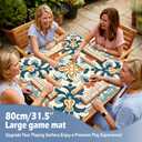 Yomisex Red Terracotta Teal Floral Mahjong Mat 31.5 x 31.5 Inch, Mediterranean Mexican Flower Non-Slip Noise Reduction Mahjong Table Mat for American Mah Jong Poker Card Board Games Dominoes