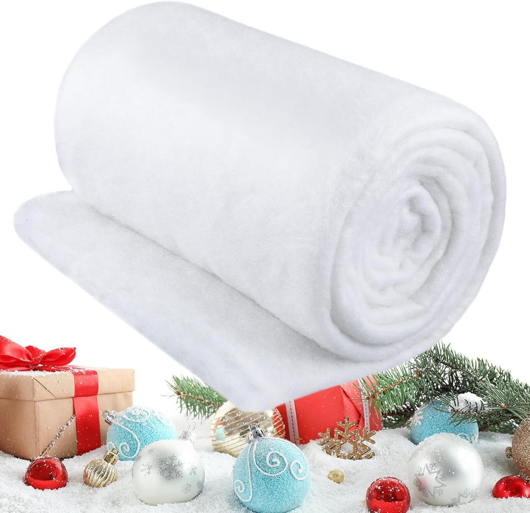 Tondiamo 1 Pack 5 ft x 10ft Christmas Snow Blanket Roll for Christmas Decorations Village Large Fake Artificial Snow Blanket Winter White Mat for Xmas Shop Store Supermarket Display Photo Prop Decor