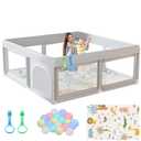 Hiaksedt Baby Playpen with Mat and Ocean Balls Small Playpen for Babies and Toddlers 50 x 50 inch Baby Fence Playards