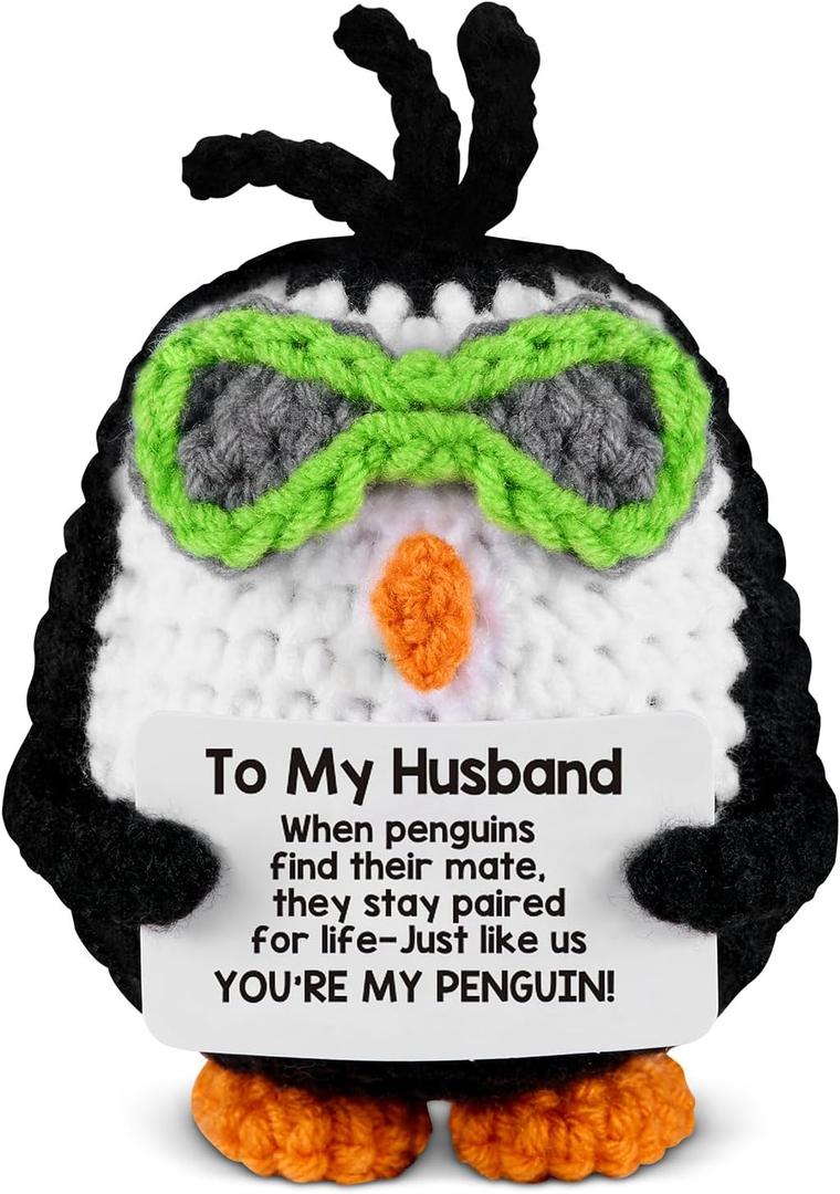 Romantic and Fun Gift for Husband - Ideal for Anniversary, Birthday, Christmas, Valentine's Day, Father's Day - Adorable Hand - Crafted Penguin - Themed Present