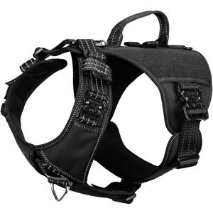 ICEFANG GN8 Tactical Dog Harness with 4X Metal Buckles for Medium Sized Dogs,Reflective in Training Walking K9 Vest,No-Pull Front Leash Clip,Adjustable Pet Harness (Black, Medium (Pack of 1))