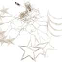 138 Led Curtain String Light Star Moon Icicle Light with 8 Lighting Modes with Timer Remote USB Operated Dimmable Fairy String for Window Wall Home Decoration (Multicolor)