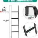 Anti-Slip RV Bunk Ladder, 57in Integrated Heavy Duty Steel Camper Bunk Bed Ladder with Rubber Foot Pads and Hooks - Black