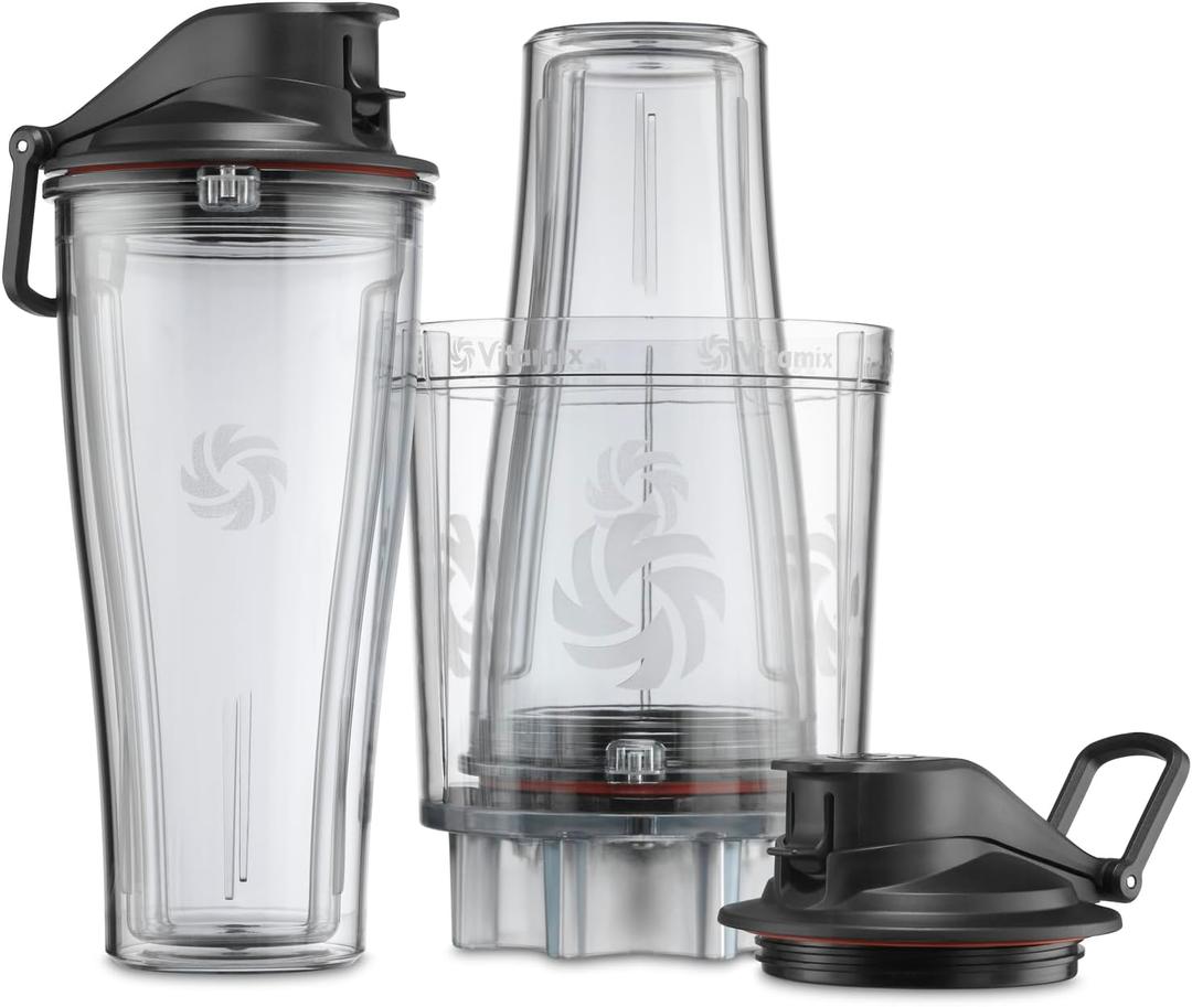 Vitamix Personal Cup Adapter, BPA-Free, Dishwasher-Safe, Two 20-Ounce Blender Cups, Two Lids, and One Blender Adapter with Stainless-Steel Blades (20 fl oz)