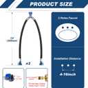 2 Pcs 12 Inch Quick Connect Water Hose Faucet Supply Lines Hot & Cold Water Mixer Line Replacement V-shape Widespread Bathroom Sink Faucet Y Hose with Snap-in Fast Lock Pipe(Black Blue)