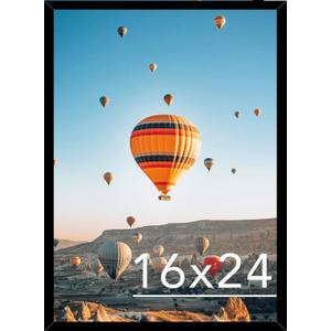 16" x 24" Picture Frame Set of 1 Black for Wall Hanging or Tabletop, Wall Mounting Horizontally or Vertically, 16" x 24" Square Wall Gallery Poster Photo Frame with Shatter Resistant Plexiglass, 1 Pack, Black