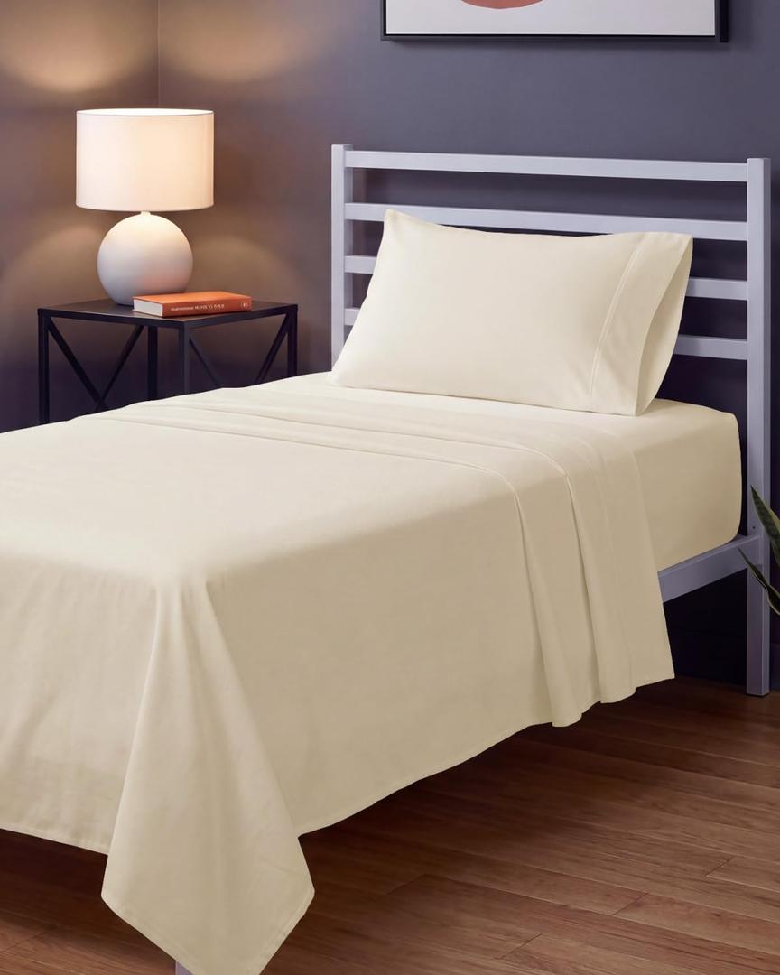 Sleepy Town Twin Size Bed Sheets - 3 Piece - Twin Sheet Set - Extra Soft, Comfy & Cooling - Easy Care - Shrinkage, Wrinkle & Fade Resistant - Brushed Microfiber - Deep Pocket Bed Sheets (Off White)