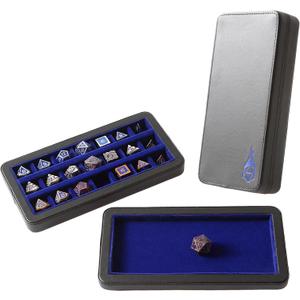 Forged Dice Co. Reliquary Standard Divided Dice Case with Dice Tray for Polyhedral Dice Sets - 21 Felt-Lined Chambers - Magnetic Lid Closure - Metal Dice Storage Box - Blue
