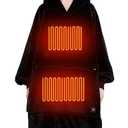 KFUBUO Heated Electric Wearable Blanket Throw Battery Operated Portable USB Cordless Outdoor Hoodie Sweatshirt (Heated Blanket Black)
