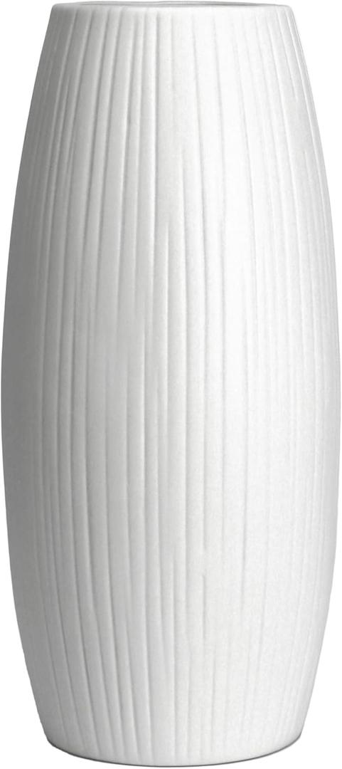8.7 inch White Ceramic vase Simple Bohemian Design Style Suitable for Living Room Bedroom Study Office Party Wedding Scene Decoration (Medium vase-02)