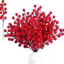 Sggvecsy 60 Pack Artificial Red Berry Stems 8.9inch Christmas Picks Holly Berry Branches for Christmas Tree Decorations Holiday DIY Crafts Xmas Ornaments Wedding Home Decor