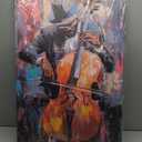 CXHOSTENT Black Jazz Canvas Wall Art Abstract Black Music Painting Prints African American Picture Musical Instruments Artwork for Men Room Decor Framed (Black, 24.00" x 36.00")