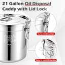 5.5 Gal / 21L Cooking Oil Storage Can Commercial Oil Container with Filter & Lid Metal Bucket Food Storage Containers Airtight for Rice Flour Grain Dog Food Coffee Bean, 304 Stainless Steel -Silver