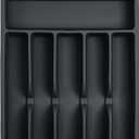 Pantrymade Silicone Silverware Drawer Organizer Non-Slip Utensil Holder for Kitchen Drawers | Cutlery Tray for Forks, Knives, Spoons & More | Durable, BPA-Free, Easy to Clean Black