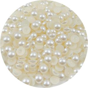 600PCS 10mm Round Half Pearls for Crafts Jewelry Scrapbooking, Nail Art Decoration (Ivory White)