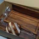 3-Piece Solid Walnut Wood Cutting Boards with Anti-Slip Holder, Chopping Block with Juice Deep Groove & Invisible Handles for Kitchen Meats Vegetables, 100% Natural Walnut, Perfect Housewarming Gift