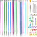 64pcs Knitting Needle Set, 20pcs Aluminum Knitting Needles Set, Colored Straight Single Pointed Knitting Needles, 10size 3.0-10mm 9.8inch Length for Handmade DIY Knitting with Knitting Accessories (25cm)