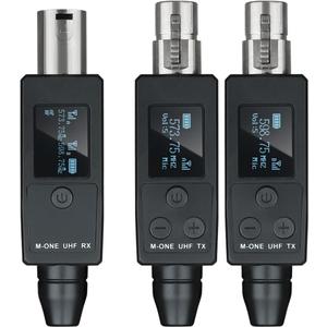 YXG UHF Wireless XLR Transmitter and Receiver Plug-on Wireless Microphone System for Dynamic/Condenser Microphone,with 48V Phantom Power, Electric Guitar/Bass, and More,Audio Mixer, PA System (One drag two)