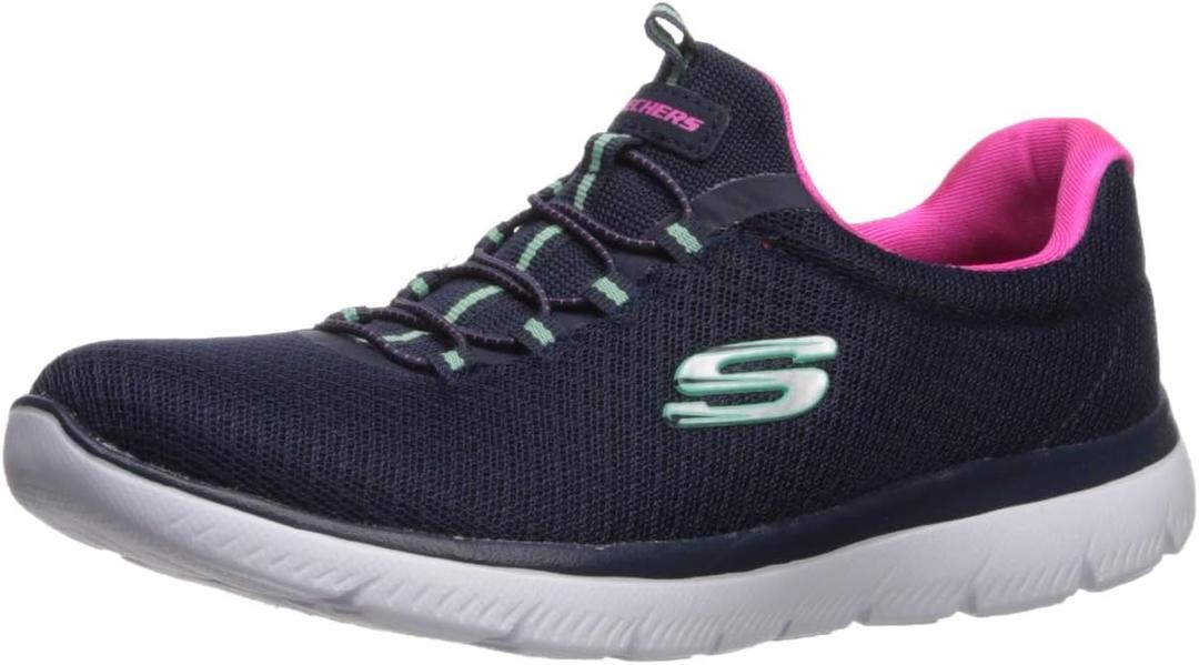 Skechers Women's Summits Sneaker (7.5, Navy/Hot Pink)