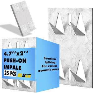 Blulu 25 Pcs Surface Mount Impaler for Wall Mounting Acoustic Panels, 18 Ga Galvanized Steel Plate with Protruding Triangular for Gypsum Board Plywood Masonry (Silver)