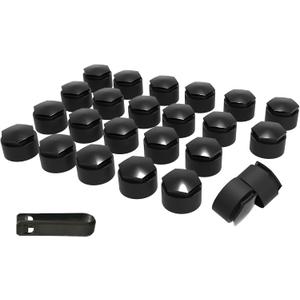 Lug Nut Covers (Wheel Bolt Caps) Complete Set - 24PCs + Removal Tool, Black - Replacement for Audi A1, A3, A4, A5, A6, A7, A8, Q2, Q3, Q5, Q7, S5, TT