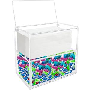 Watpot Dryer Sheet Holder Box, Acrylic Laundry Sheets Container, Dryer Sheets Storage Dispenser for Laundry Room