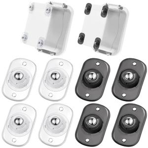 Honoson 8 Pcs Self Adhesive Caster Wheels Appliance Rollers Appliance Sliders for Kitchen 360 Swivel Universal Wheel Mini Small Kitchen (Clear Black White with 1 Steel Ball Style)