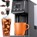 K Cup Coffee Maker, Single Serve Hot & Iced for K-Cup & Grounds | 52oz Removable Reservoir, Single Cup Coffee Maker with Bold Setting, 6-14oz Brew Sizes, Reusable Filter, Compact Design, Gray